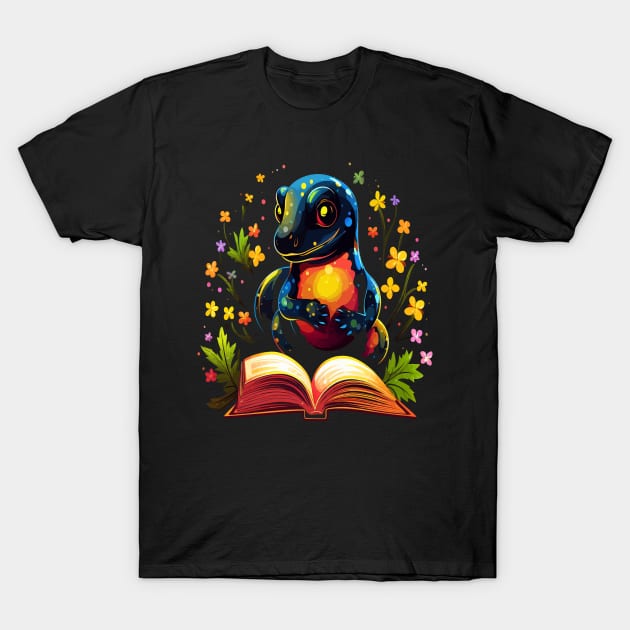 Salamander Reads Book T-Shirt by JH Mart